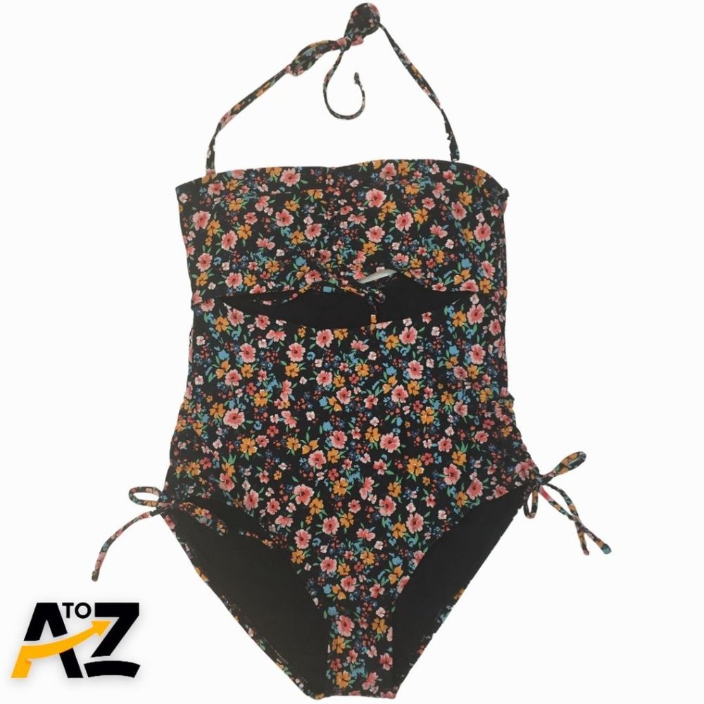 Women's Sea Angel One Piece Strapless Floral Print Swimsuit Size XL